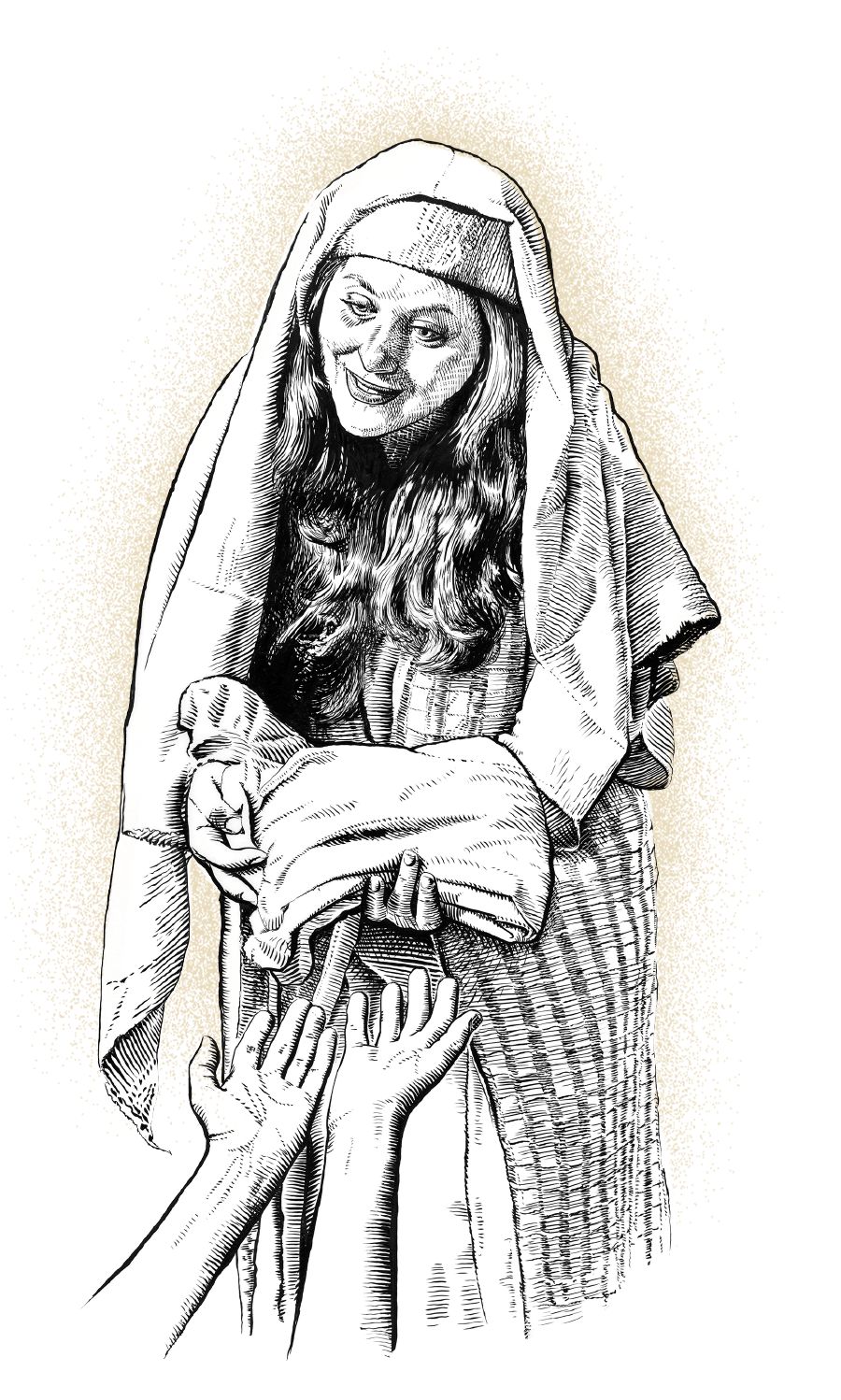 Tabita dándolle un regalo a alguén necesitado.