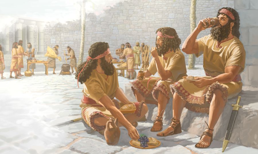 Os soldados sirios comendo en Samaría