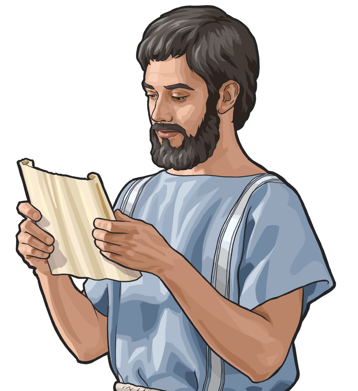 Timoteo lendo nun rolo escrito polo apóstolo Paulo