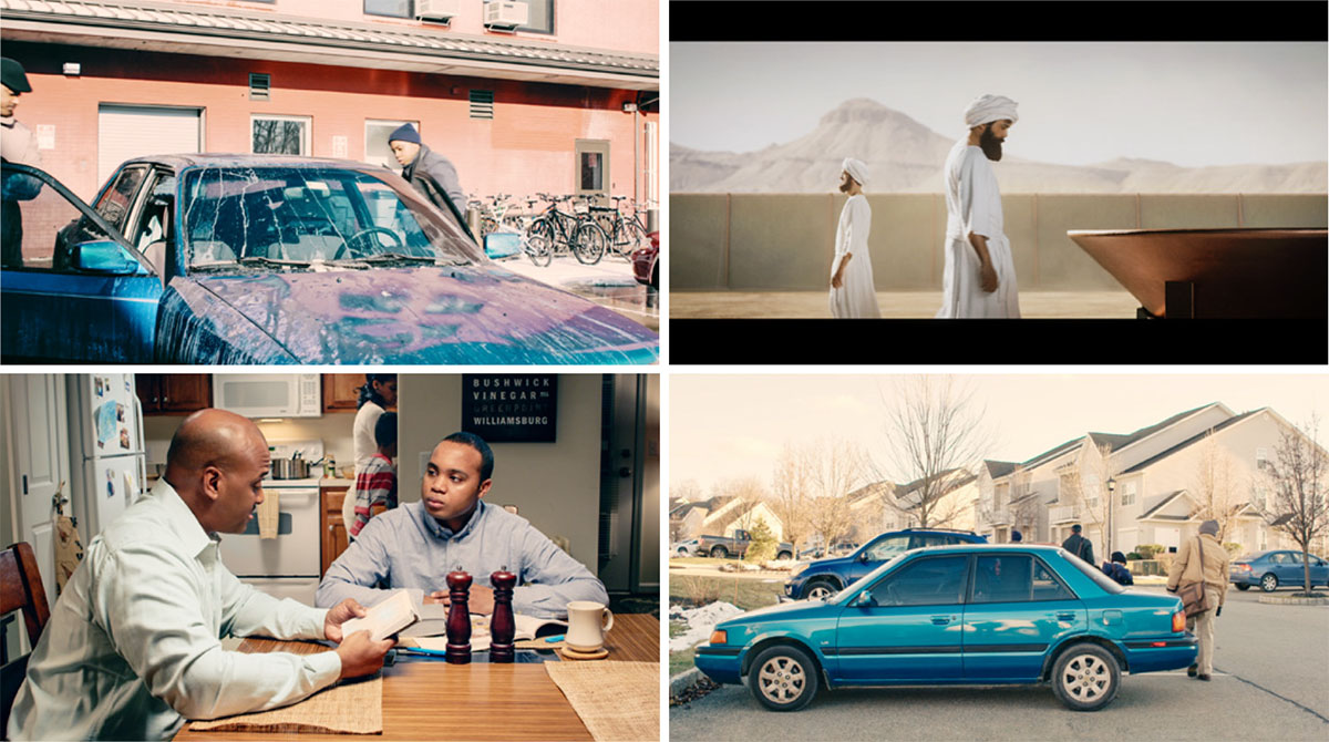 Un home entrando no coche do seu fillo que está moi sucio; o home e o rapaz falando de como ve Xehová a limpeza; dous sacerdotes preto da pía de bronce para as ablucións; un grupo que vai predicar saíndo do coche do rapaz, que agora está limpo