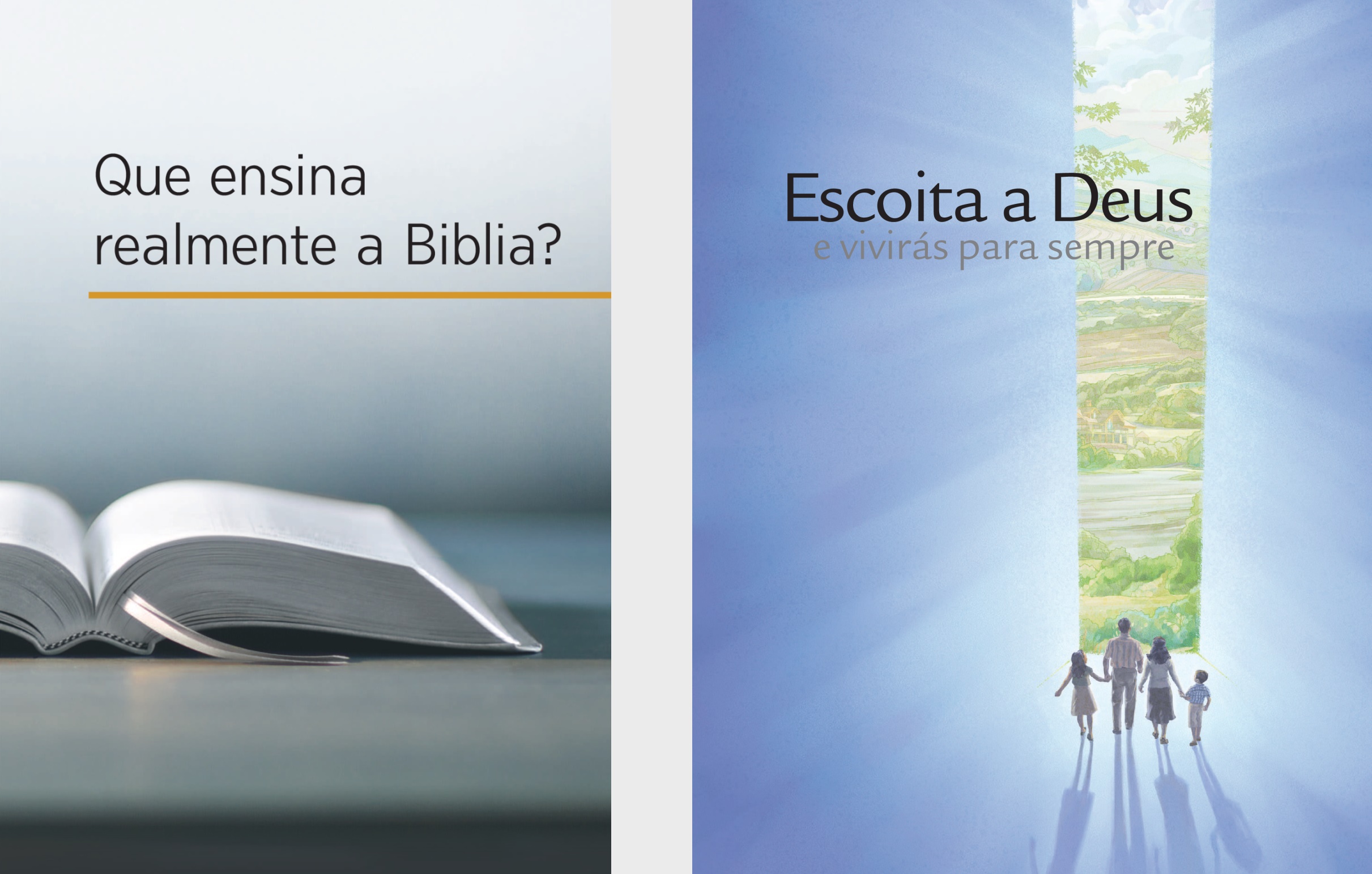 O libro “Que ensina realmente a Biblia?” e o folleto “Escoita a Deus e vivirás para sempre”