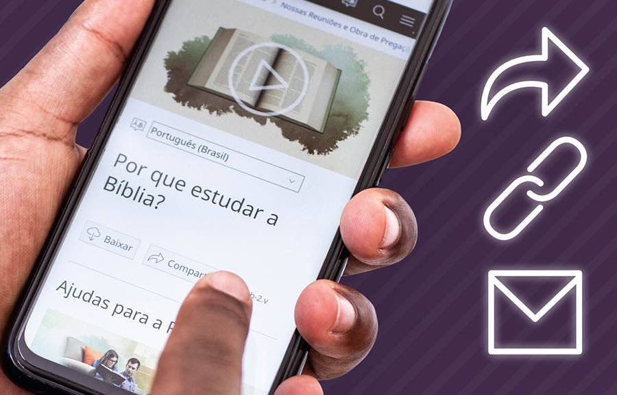 O irmán novo compartindo un enlace a un vídeo dende jw.org