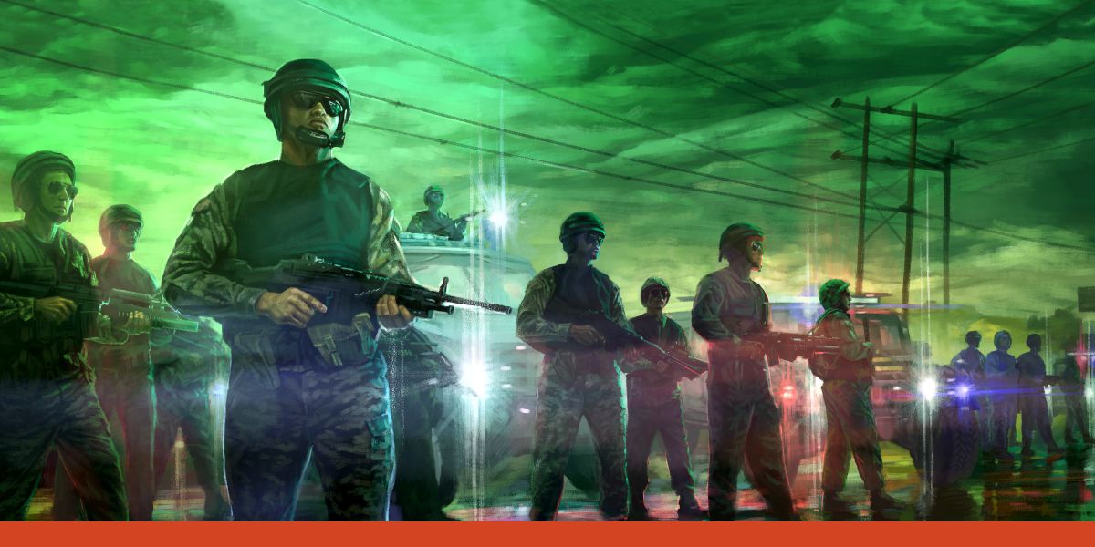 Militares y vehículos armados listos para atacar al pueblo de Jehová.