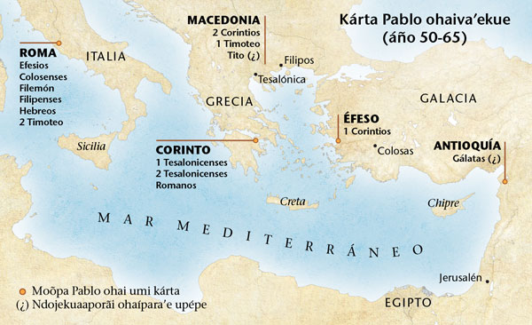 Mápa ojekuaahápe umi lugár Pablo ohai haguépe umi kárta