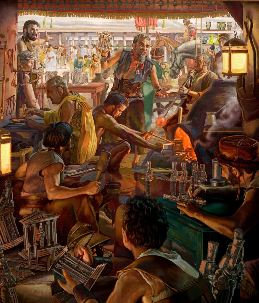 Demetrio oreko ipópe peteĩ Ártemis témplo raʼanga de pláta, haʼe rreniégo reheve oñeʼẽ hína umi isosiokuérape peteĩ negósiope Éfesope. Hapykuépe ojekuaa Pablo opredikaha hína umi oĩvape pe merkádope.