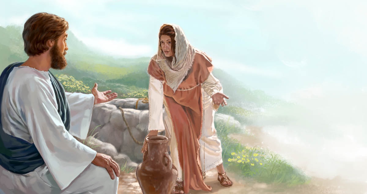 Jesús oñeʼẽ pe samaritánape peteĩ póso ykére