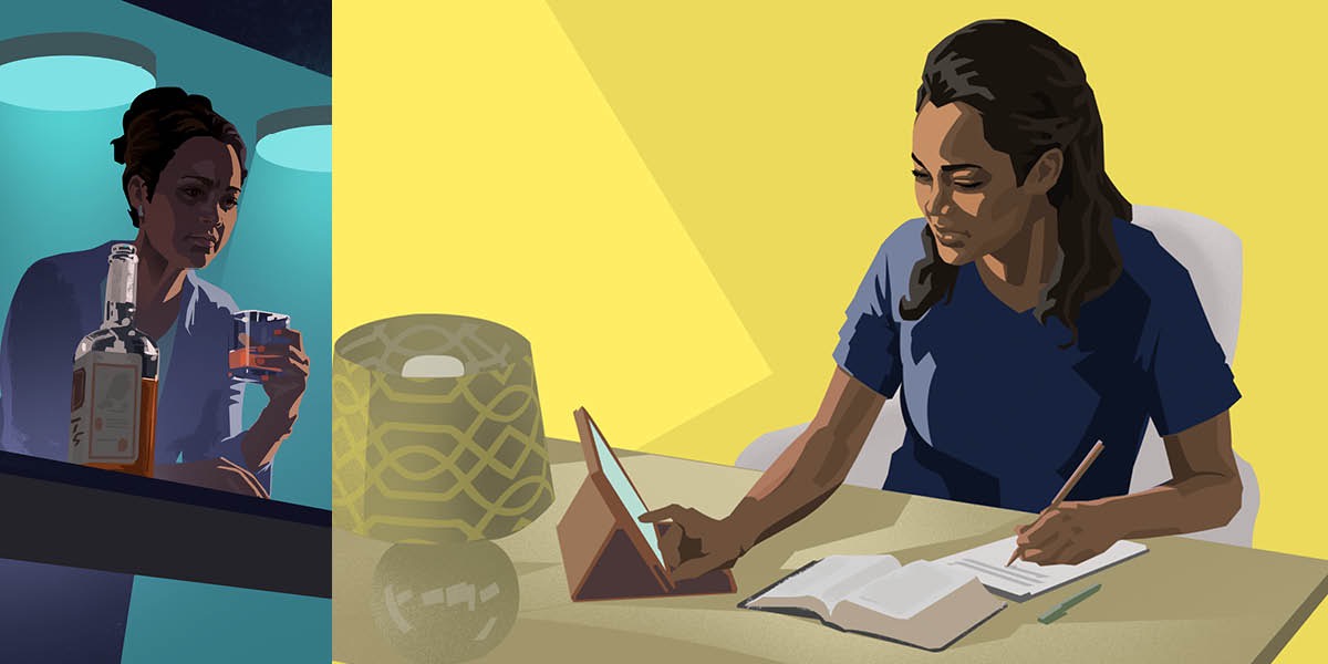 Yon dam k ap mal sèvi ak alkòl, e annapre l ap egzamine prensip ki nan Bib la