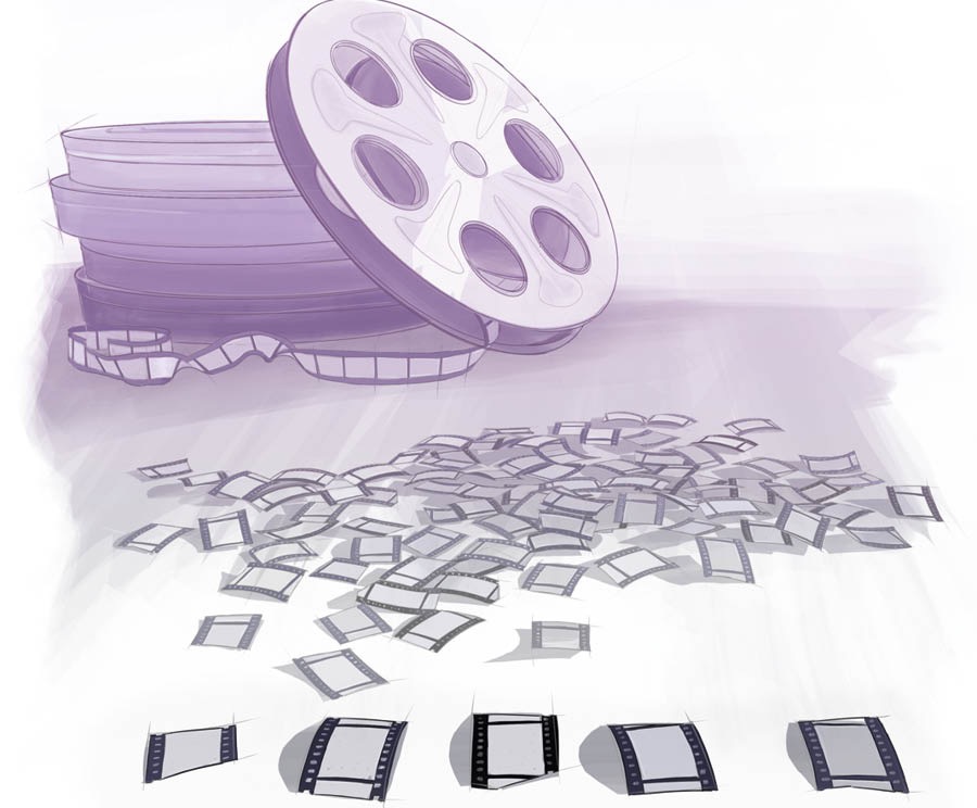 Egy filmtekercs és néhány filmkocka a filmből