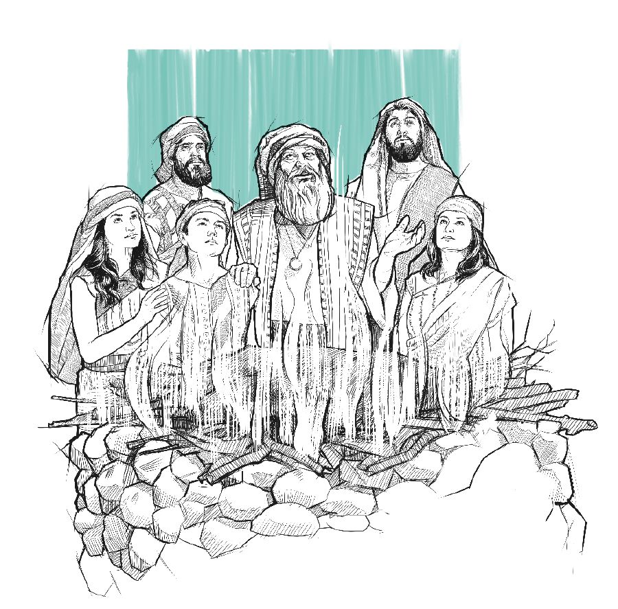 Հակոբն ու իր ընտանիքը զոհ են մատուցում զոհասեղանի վրա