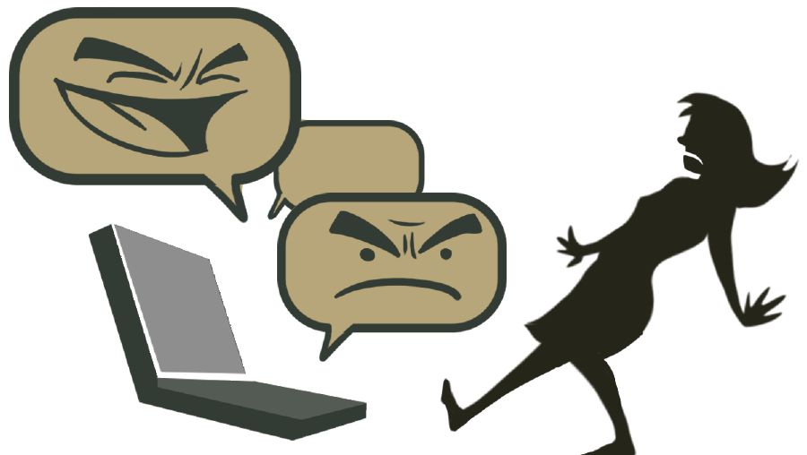 Seorang gadis menjauhi layar komputer karena di-bully di sosial media