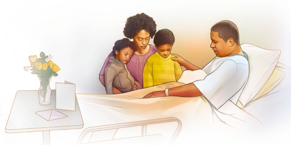 Ebe otu nwoke na-arịa ọrịa so ezinụlọ ya na-ekpe ekpere