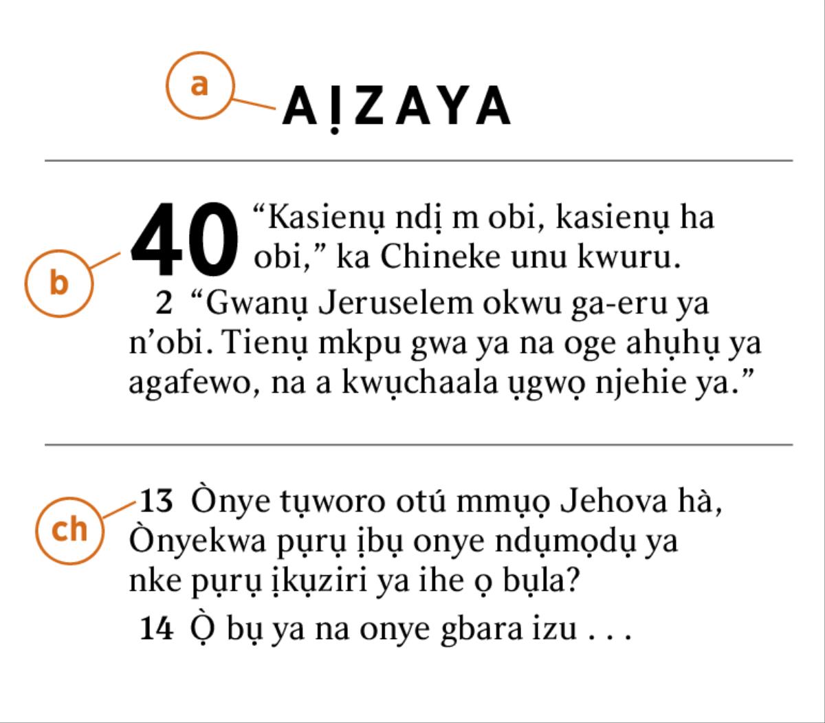 Ebe e gosiri otú e nwere ike isi chọta a) akwụkwọ Baịbụl, b) isi ya, na ch) amaokwu ya