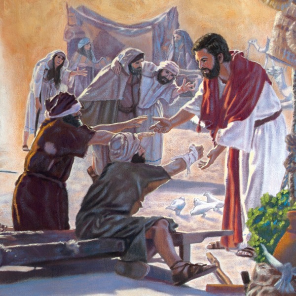 Jesús snertir veikann mann til að lækna hann