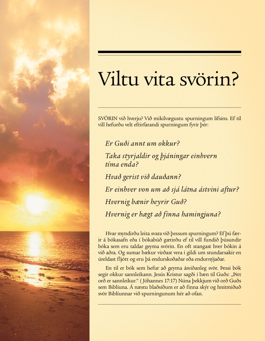 Forsíða smáritsins Viltu vita svörin?