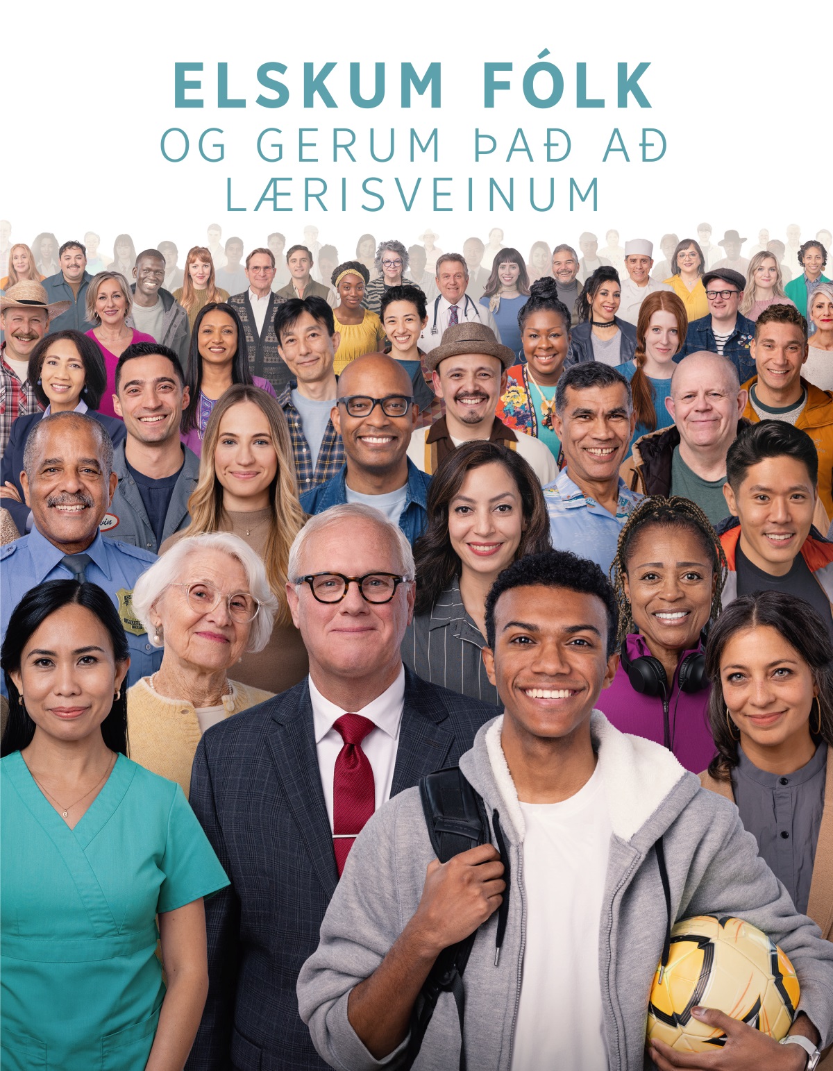 Menn og konur á mismunandi aldri og af ólíkum kynþætti og menningu.