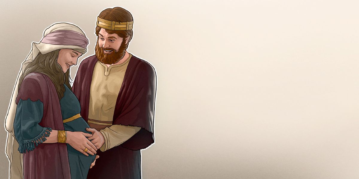 Barnshafandi kona og eiginmaður hennar á biblíutímanum