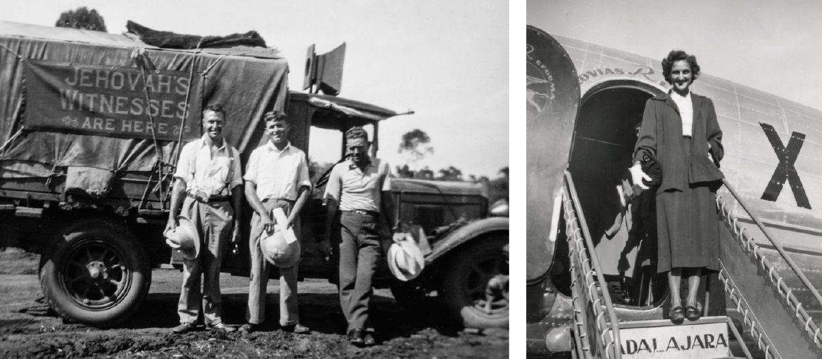 Tre fratelli single in un giro di predicazione in Australia nel 1937; una sorella single arriva in Messico, dove è stata assegnata come missionaria, nel 1947