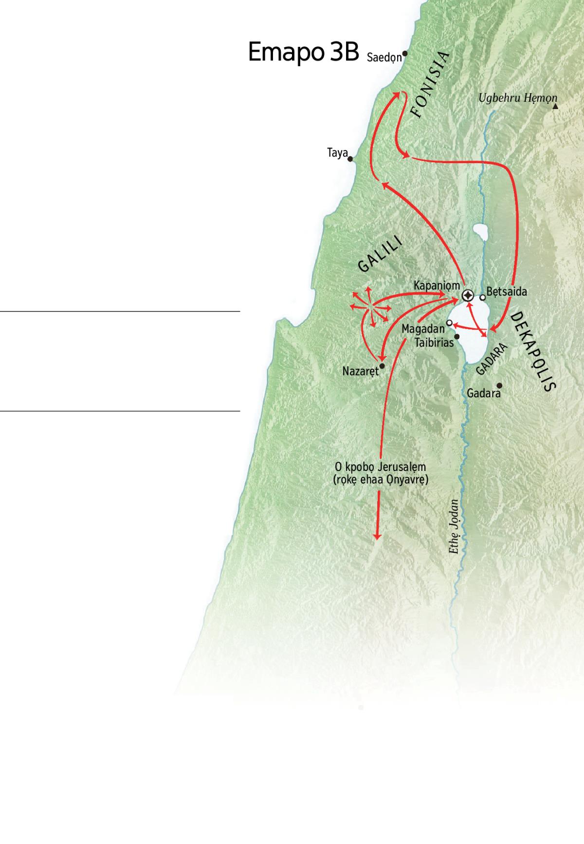 Emapo eria nọ Jesu o te evaọ iruo odibọgba riẹ kẹle Galili, Fonisia, gbe Dekapọlis