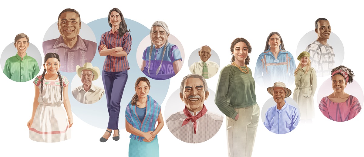 Uomini e donne di diverse età, etnie e nazionalità con acconciature e abiti di vari stili, tutti appropriati per un cristiano.