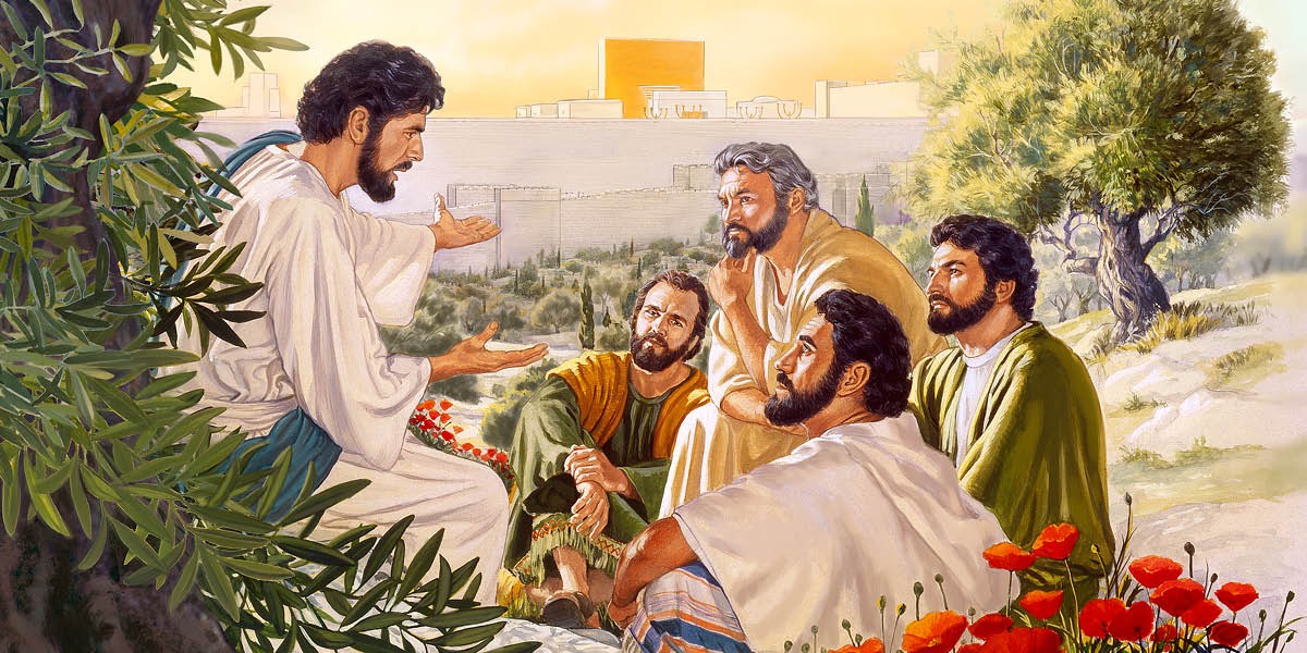 Gesù parla con Pietro, Andrea, Giacomo e Giovanni
