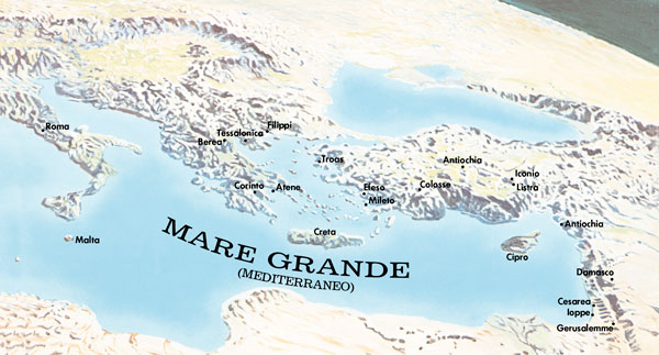 Cartina dei luoghi visitati da Paolo e Timoteo