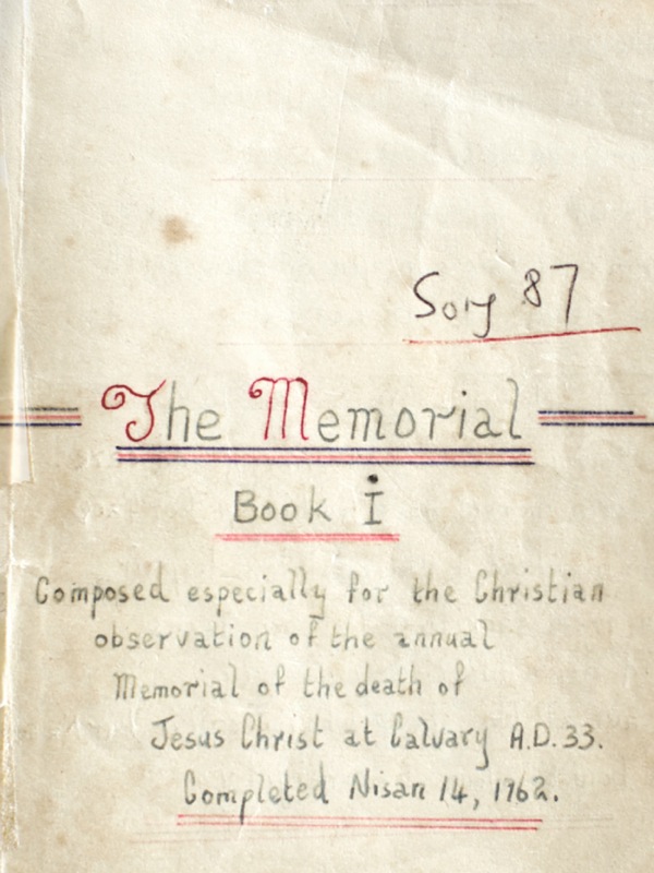 Cantico per la Commemorazione scritto da Harold King mentre si trovava in una cella di isolamento