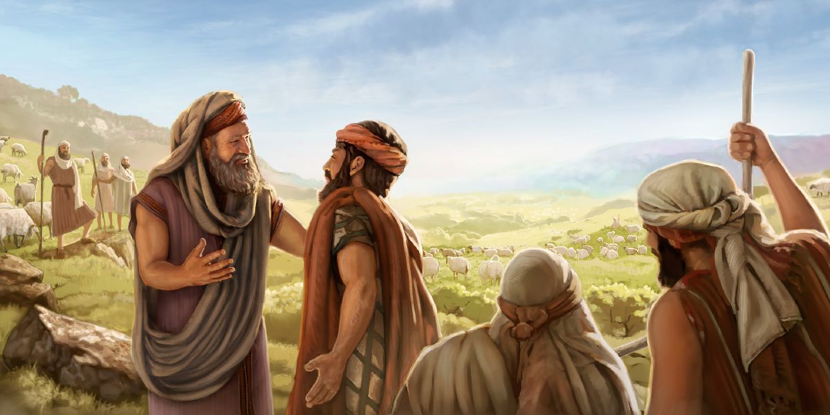 Abraamo parla con Lot per risolvere una disputa sorta fra i loro pastori