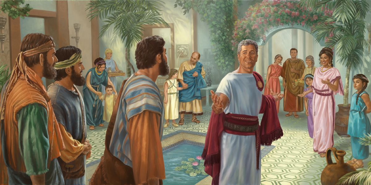Alcuni ebrei entrano a casa di Cornelio