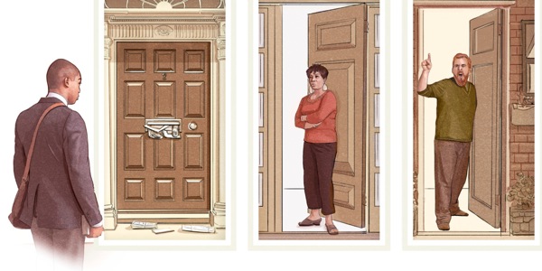 Un proclamatore si trova di fronte a queste situazioni: 1. In casa non c’è nessuno; 2. La padrona di casa mostra apatia; 3. Il padrone di casa reagisce male