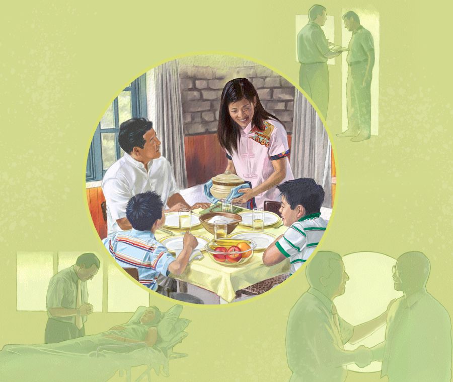 クリスチャンの兄弟がエホバに頼りながら，自分や家族を養い，良いことを行っている。