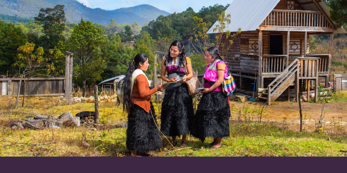 姉妹たちがツォツィル語で1人の女性に伝道している，メキシコのチアパス州