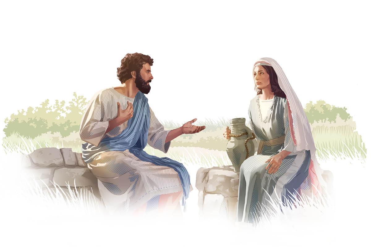 Yésus omong-omongan karo wong wédok Samaria ing sumur.