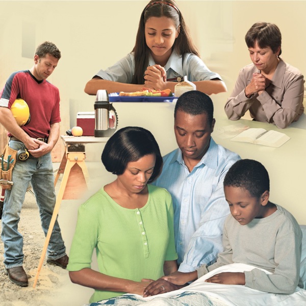 People praying in a variety of situations