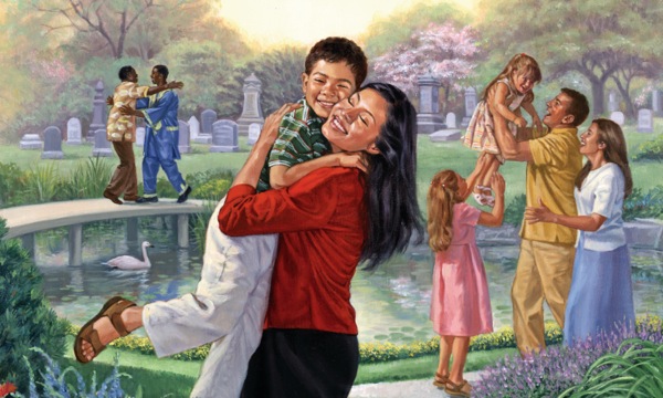 Happy reunions in the Paradise on earth as memorial tombs are emptied by the resurrection