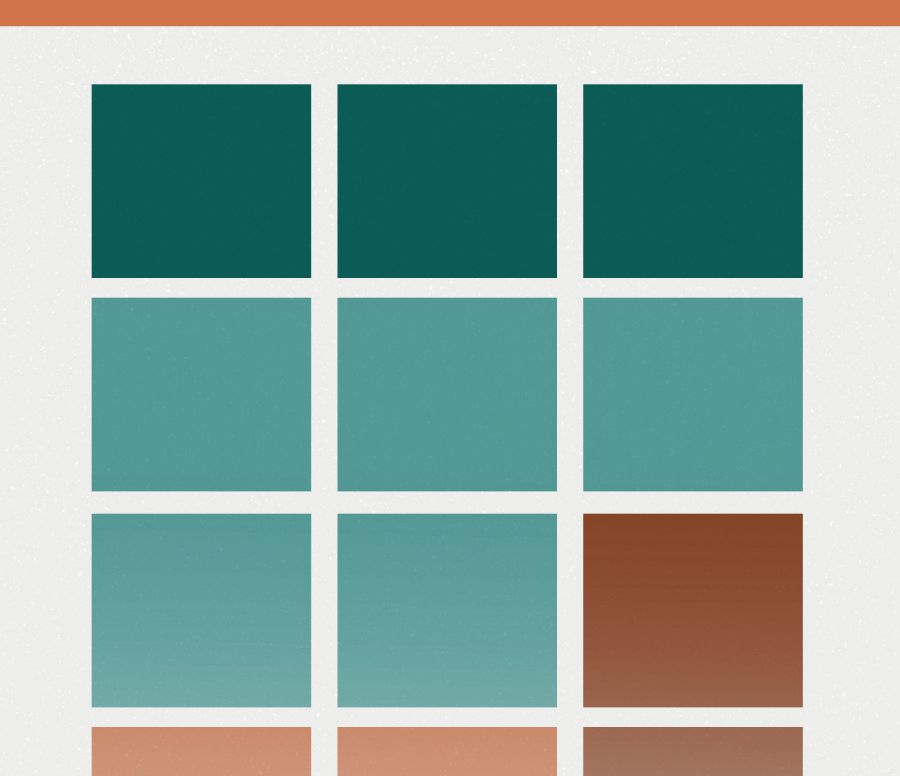 Uma série de quadrados coloridos que representam a divisão dos capítulos do livro de Ezequiel de forma lógica.