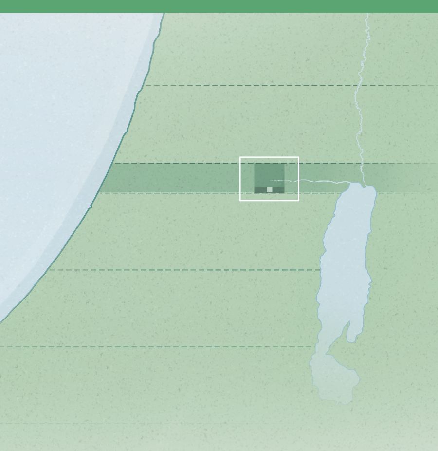 Um mapa da cidade que Jeová separou, chamada “contribuição” e um quadro que destaca uma porção dessa cidade chamada “A contribuição inteira”