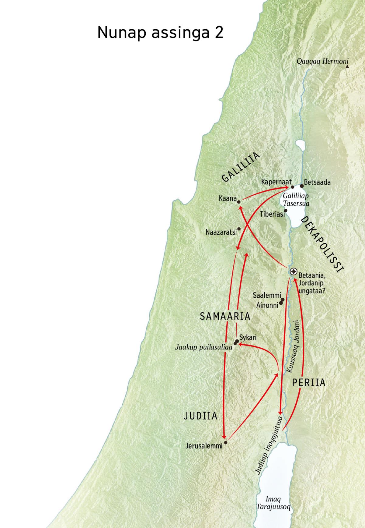 Nunap assingani sumiiffiit Jiisusip inuuneranut tunngasut, soorlu kuussuaq Jordani Judiialu