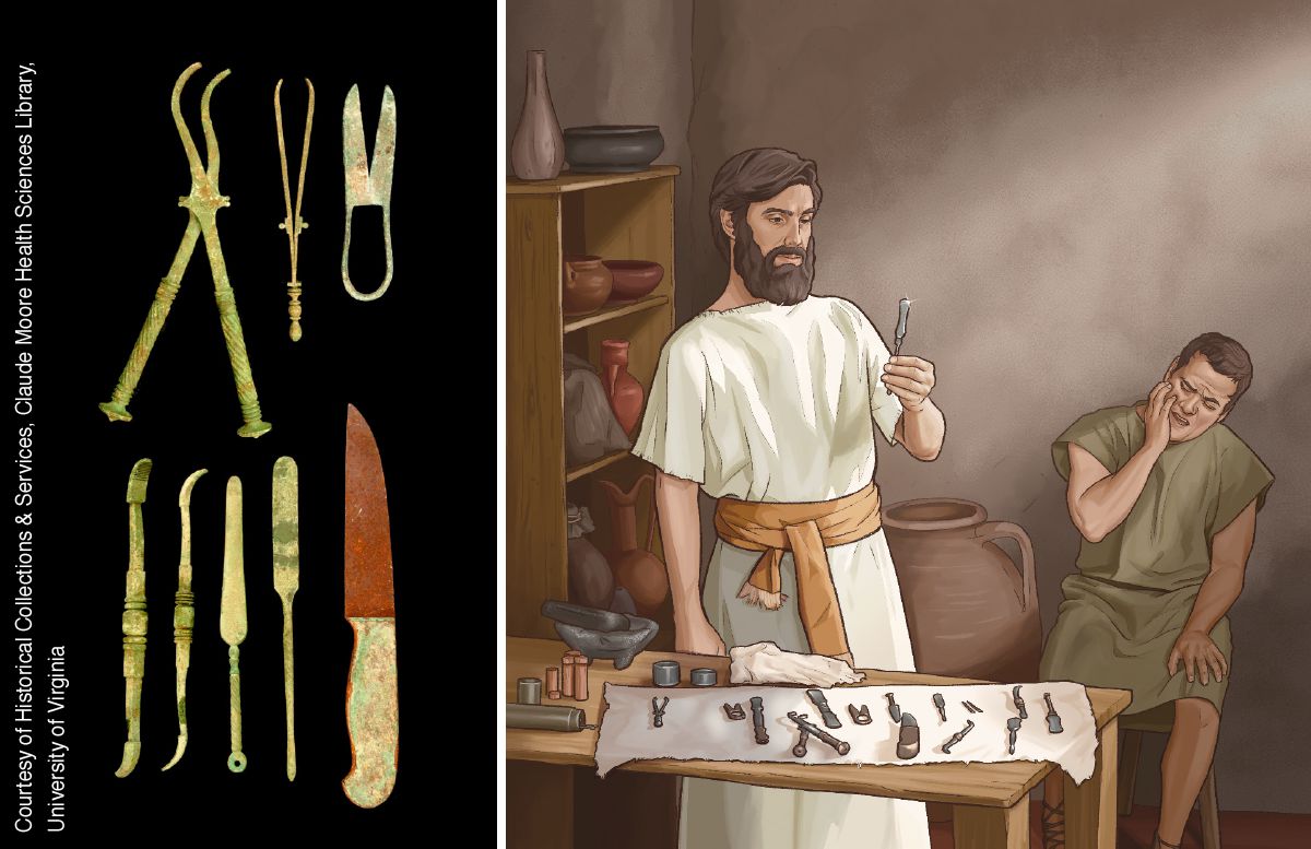 의사와 그가 사용하는 기구들