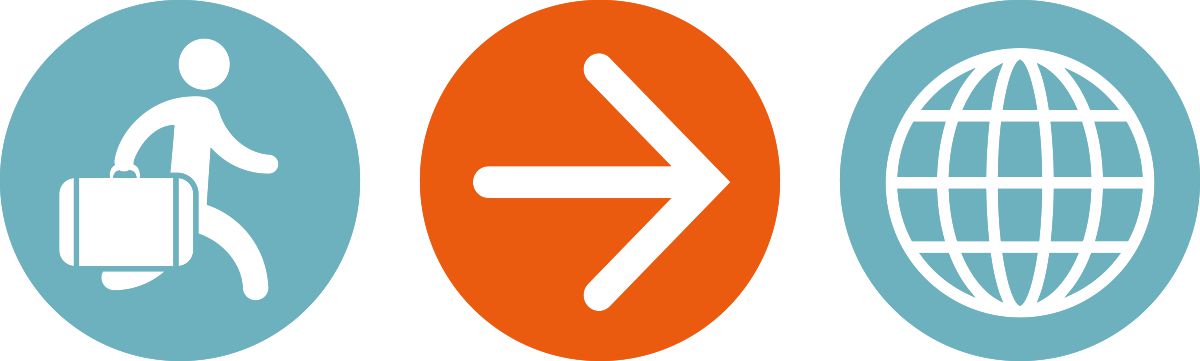 해외로 나가는 사람을 묘사한 아이콘