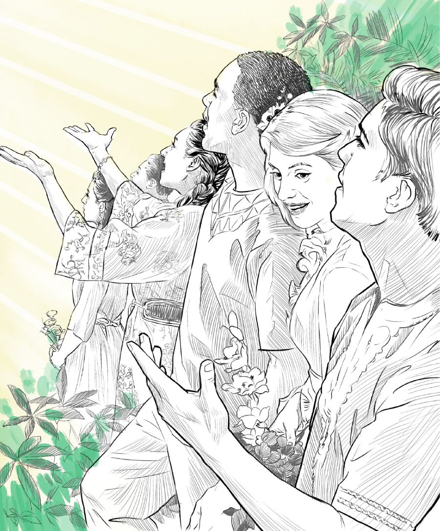 Vollkommene Menschen preisen Jehova im Paradies.