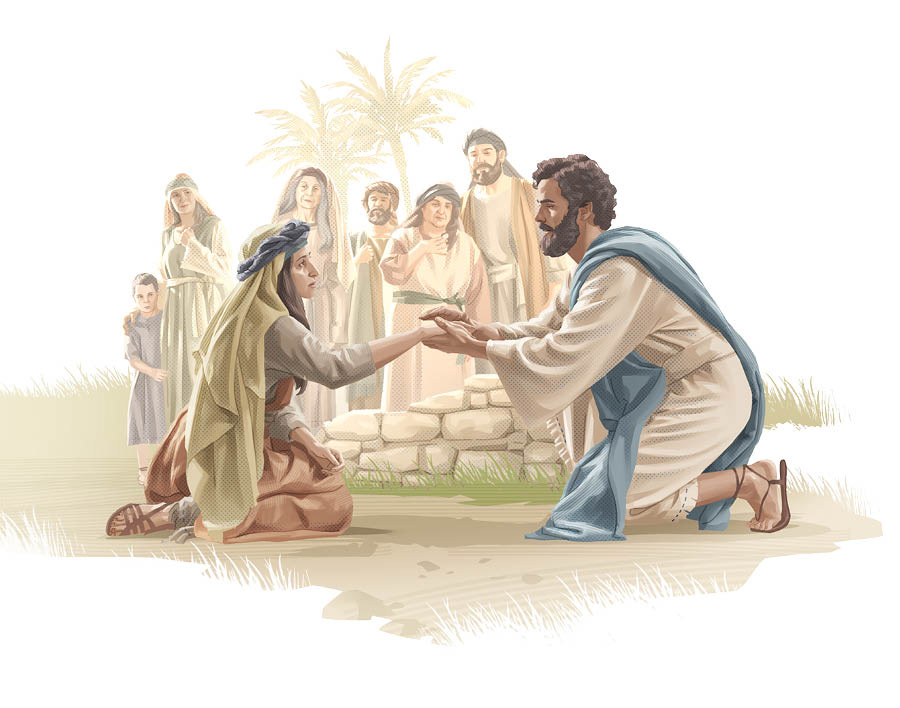 Yesu afukamidde ng’ayogera n’omukazi atidde ennyo oluvannyuma lw’okuwonyezebwa ekikulukuto ky’omusaayi.