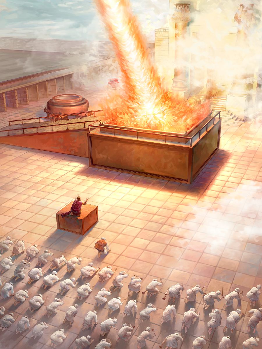 Fire come from heaven and burn the offering on the altar