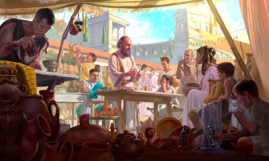 The apostle Paul preaching in the market