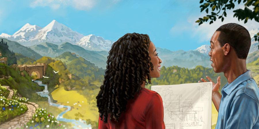 Rojuje sutuoktinių pora kalbasi apie būsimą savo namą