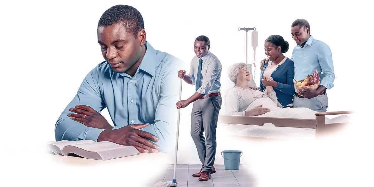 Foto: 1. Muanetu wa balume usambila kumpala kua kubalaye Bible. 2. Udi uteka mankenda mu Nzubu wa Bukalenge. 3. Yeye ne mukajende baya kumona muanetu wa bakaji ukadi mukulakaje mu lupitadi.