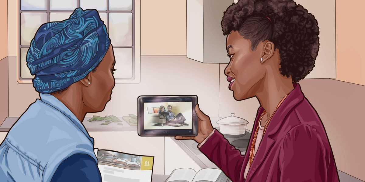 Muanetu wa bakaji uleja mamu filme wa “Bua tshinyi mbimpe kulonga Bible?​—Filme mujima” mu tshiamu tshiende.