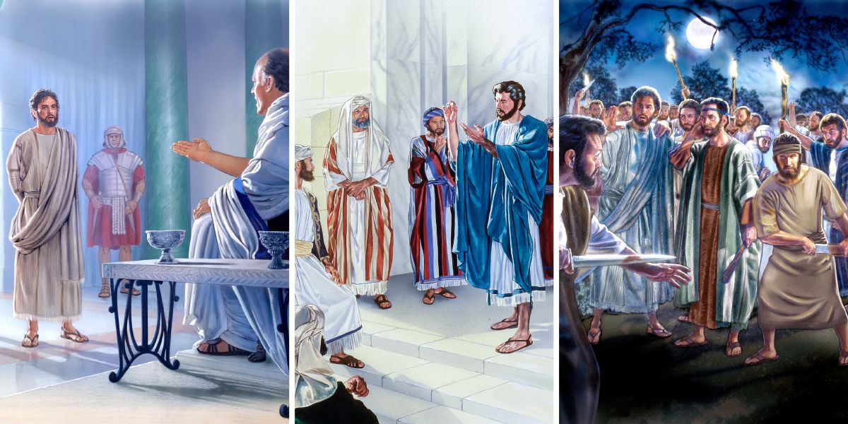 Yezu kumpala kua Pontio Pilato; Yezu mukuate dikuta dia tshinjanja divuabu bafuta nadi tshitadi; Yezu utandisha Petelo bua muvuaye mukose Malako ditshi