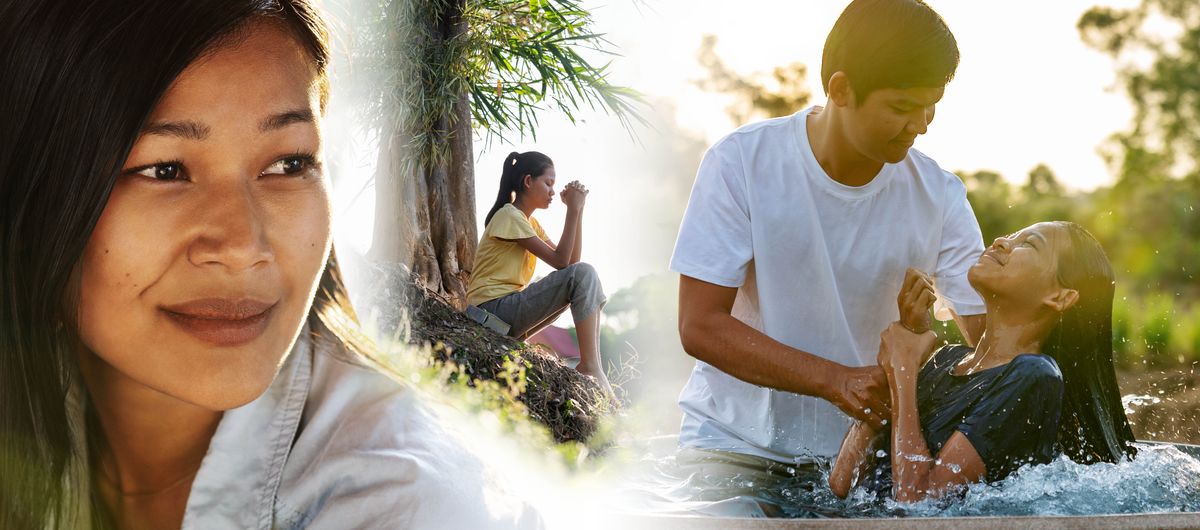 Foto: Muanetu wa bakaji welangana meji bua kudilambula ne kubatijibua. 1. Mmusombe muinshi mua mutshi, usambila. 2. Ubatijibua mu musulu kampanda.