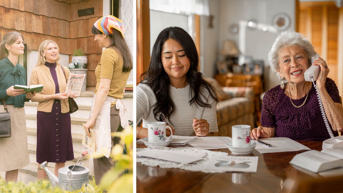 Foto: Muanetu wa bakaji wenzela Yehowa mudimu ne lulamatu munkatshi mua bidimu bia bungi. 1. Patshivuaye nsonga, uyisha mamu kampanda mu buambi bua ku nzubu ne ku nzubu; kukadi bidimu bia bungi. 2. Mpindieu ukadiye mukulakaje, udi uyisha ku telefone pamue ne muanetu wa bakaji mukuabu utshidi nsonga.