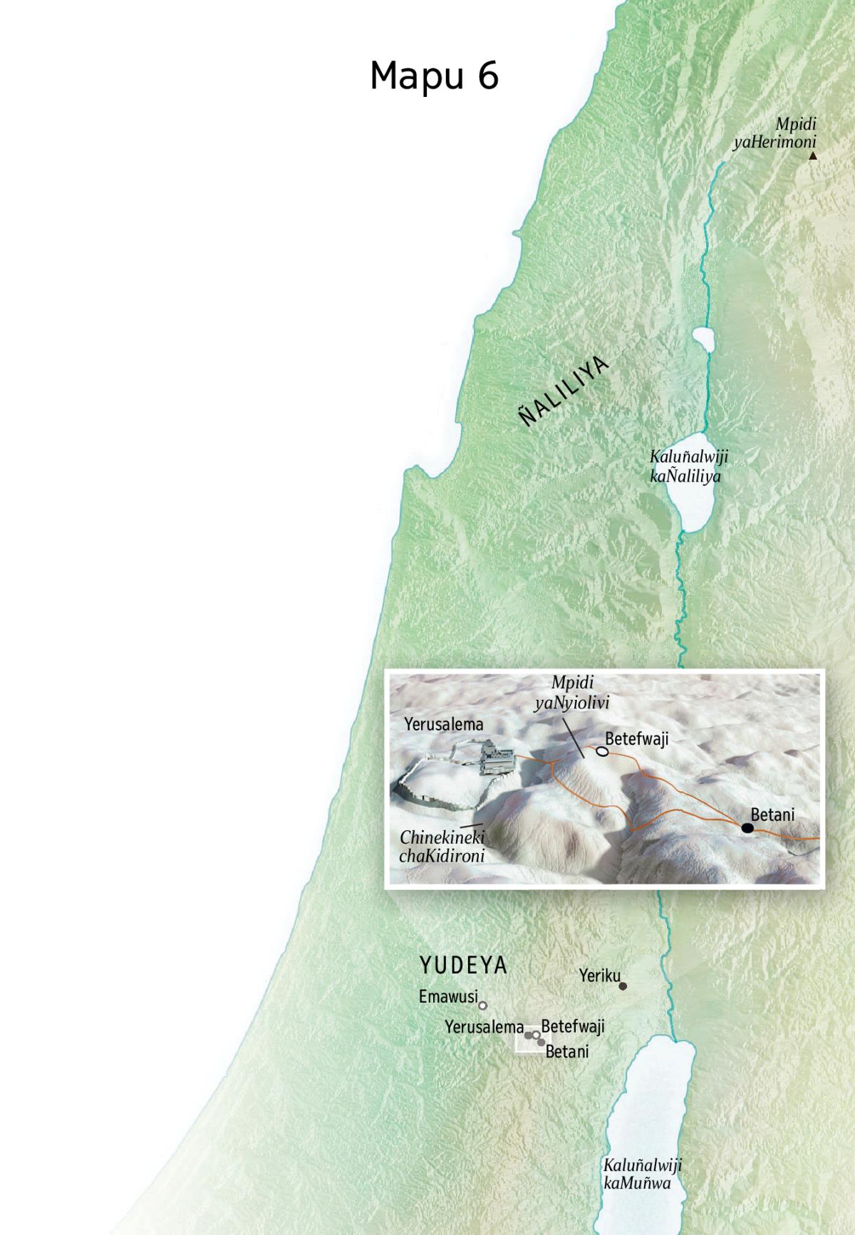 Mapu yinakumwesha maluña mwazatililiyi Yesu mudimu windi wakukumishaku kushilahu Yerusalema, Betani, Betefwaji niMpidi yaNyiolivi